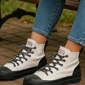 Hunter Black & White 1920s Spats Styled High Top Sneakers size 9.5